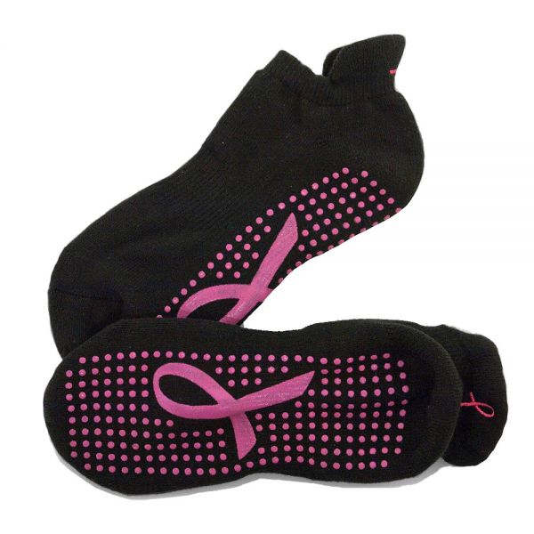 ExerSocks - Barre, Yoga & Pilates Non-Slip, Anti-Bacterial Socks (Pink  Ribbon)