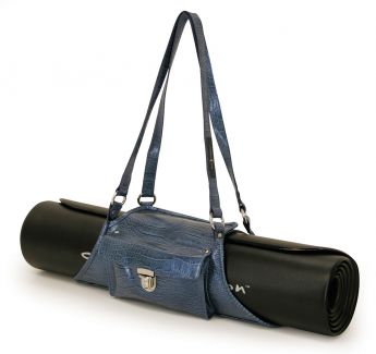 Yoga / Pilates Mat Sling (Blue, Faux-Croc)