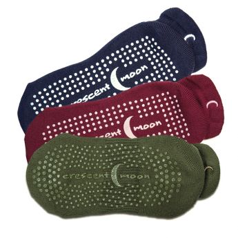ExerSocks™ - Barre, Yoga & Pilates Socks, 3 Pack (Navy Blue, Wine, Dark Olive)