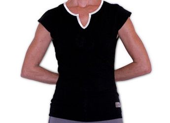 Santorini Women's Cap Sleeve Top (Black / White)