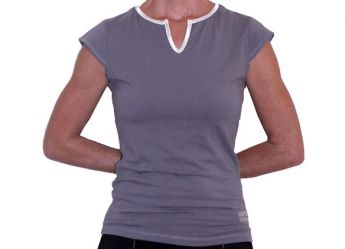 Santorini Women's Cap Sleeve Top (Gray, Medium)