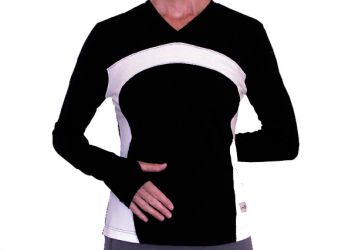 TractionCuff Women's Yoga / Pilates Knit Top (Black / White)